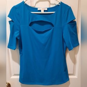 Boston Proper Blue Cut-Out Blouse size Medium